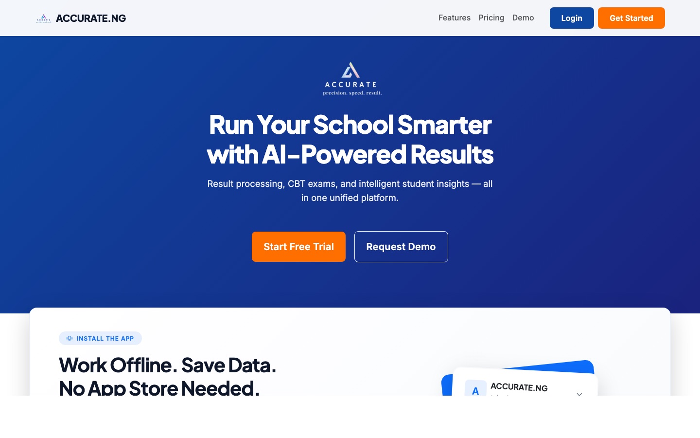 ACCURATE.NG school intelligence platform website